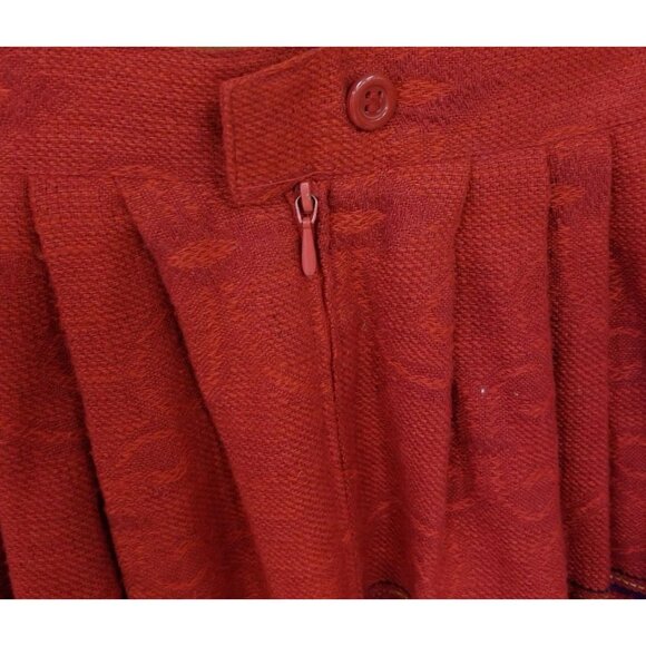 The Villager Vtg Wool Blend Red Striped Midi Skirt Sz 8 Modest Academia Office - Picture 5 of 7